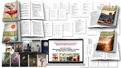Reinventing Yourself: Letting Go & Moving On to Find Yourself Again 4-Week eCourse with 4 Reports, 4 Worksheets, 4 Checklists, 4 Ecover Sets, and Delivery Emails