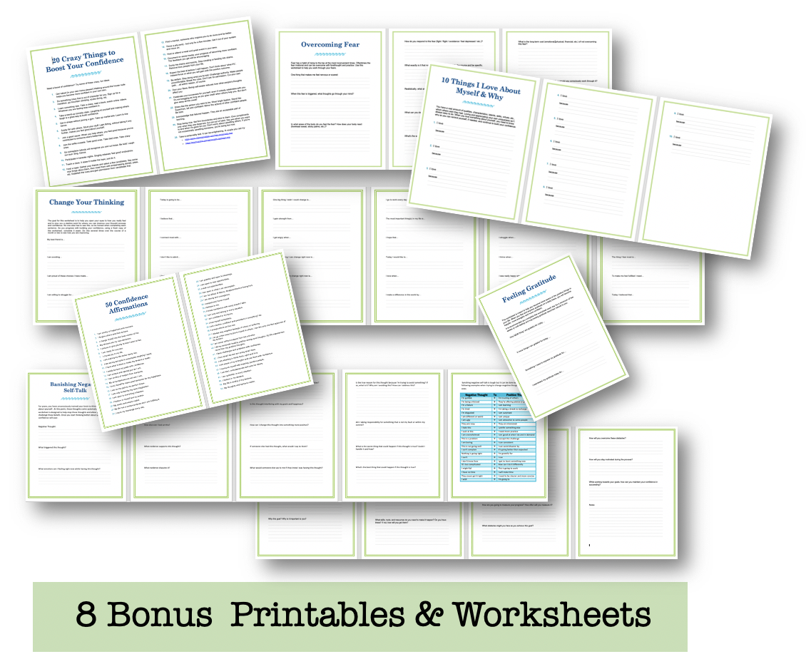 8 Bonus Self-Confidence Worksheets and Printables