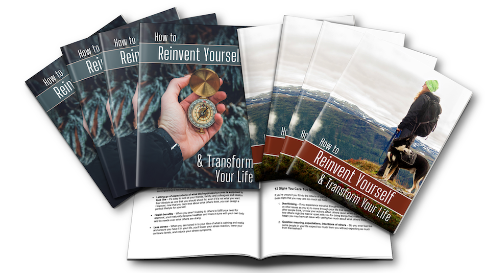 Reinvent Yourself and Transform Your Life report composite marketing image with eCovers