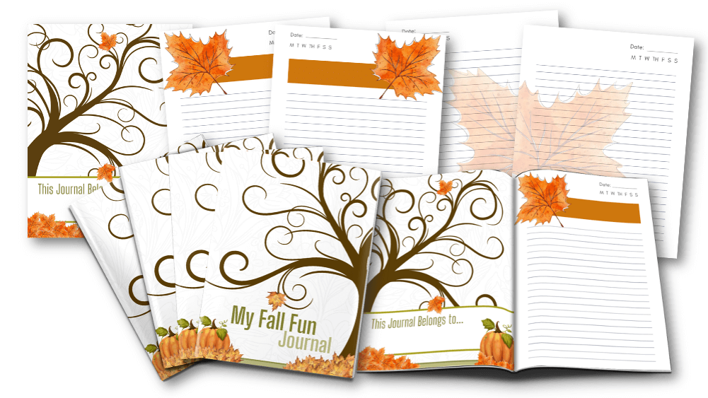 Year of Journaling PLR bundle Fall Journal eCover inside pages marketing image