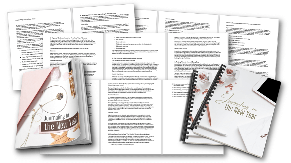 Journaling in the New Year PLR report inside pages marketing image