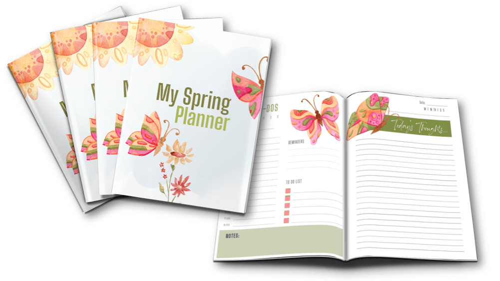 Year of Journaling PLR bundle Spring Planner inside view marketing image
