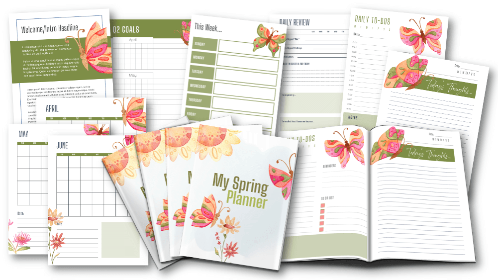 Year of Journaling PLR bundle Spring Planner inside view marketing image v2