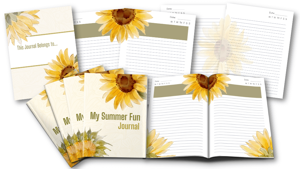 Year of Journaling PLR bundle Summer Journal interior pages marketing image v2