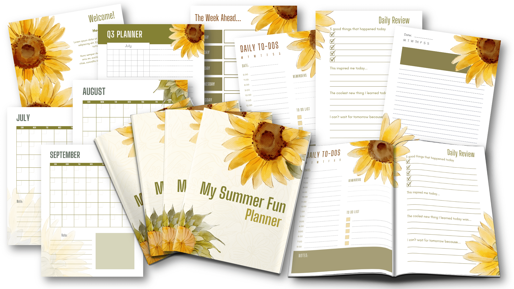 Year of Journaling PLR bundle Summer Planner interior pages marketing image