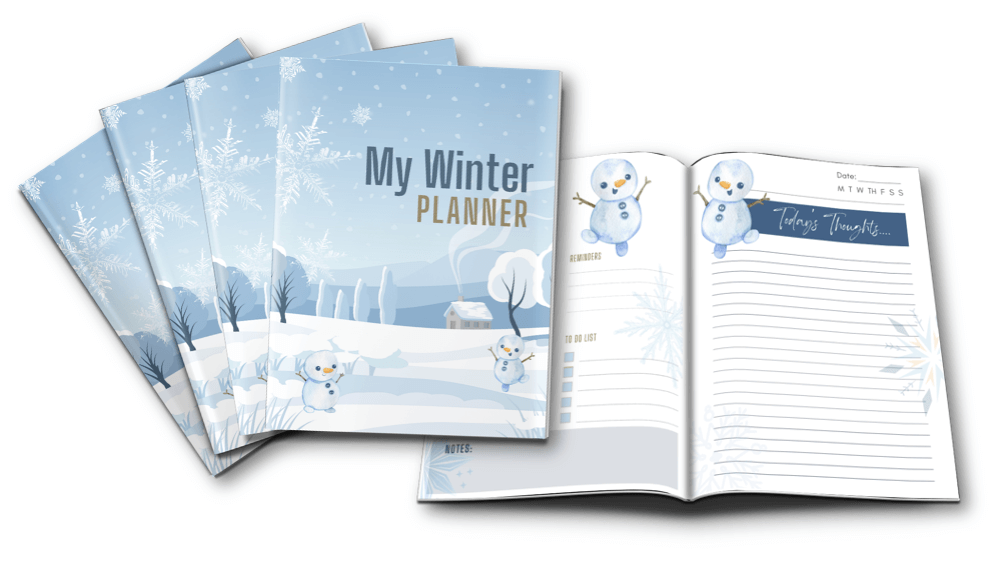 Year of Journaling PLR bundle Winter Planner inside view marketing image