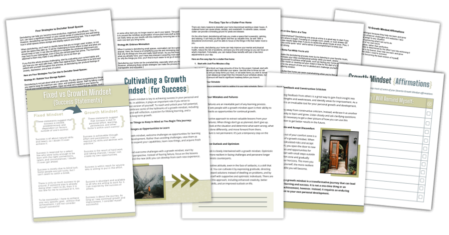 Free Growth Mindset Articles & Printables Pack - mockup marketing image