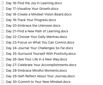 30-Day Growth Mindset Challenge Daily Email Topics Days 16 - 30 marketing image