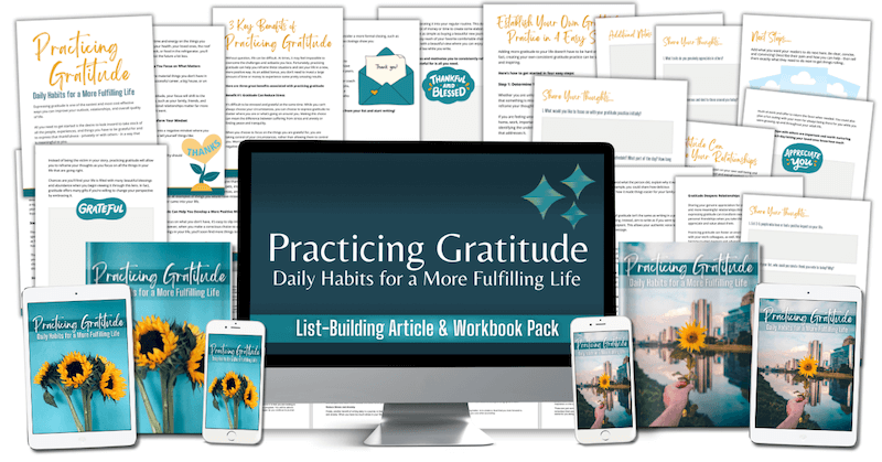 Practicing Gratitude PLR archive pack marketing image mockup